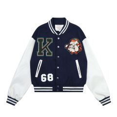 Autumn and winter men's baseball uniform retro street towel embroidered bulldog short loose jacket embroidered baseball uniform