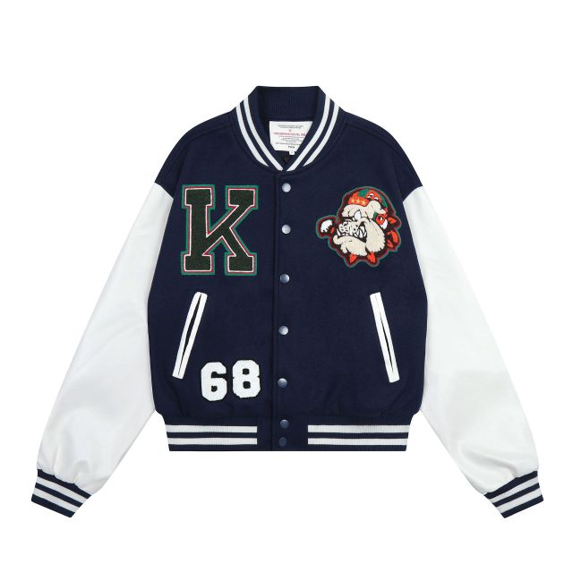 Autumn and winter men's baseball uniform retro street towel embroidered bulldog short loose jacket embroidered baseball uniform