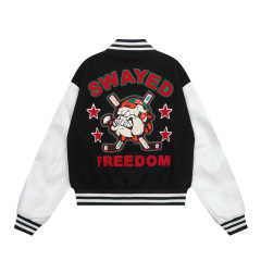 Autumn and winter men's baseball uniform retro street towel embroidered bulldog short loose jacket embroidered baseball uniform