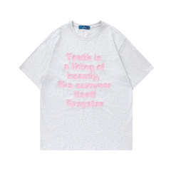 Summer street retro men's casual short-sleeved letter printed T-shirt