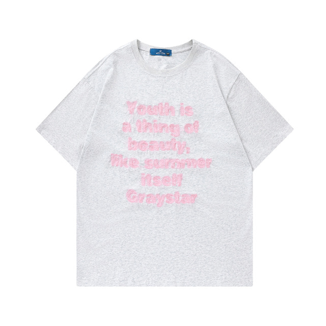 Summer street retro men's casual short-sleeved letter printed T-shirt