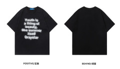 Summer street retro men's casual short-sleeved letter printed T-shirt