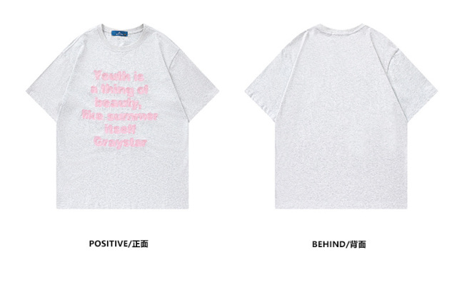 Summer street retro men's casual short-sleeved letter printed T-shirt