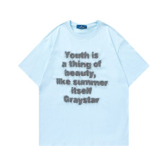 Summer street retro men's casual short-sleeved letter printed T-shirt