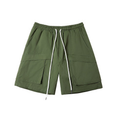 Summer new thin pocket solid color cargo shorts loose quarter pants for men