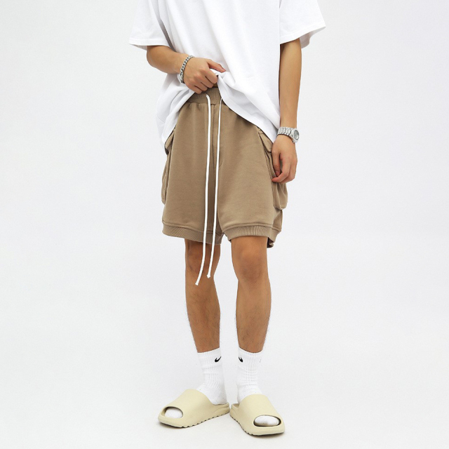 Summer new hip-hop shorts extended drawstring large pocket shorts for men