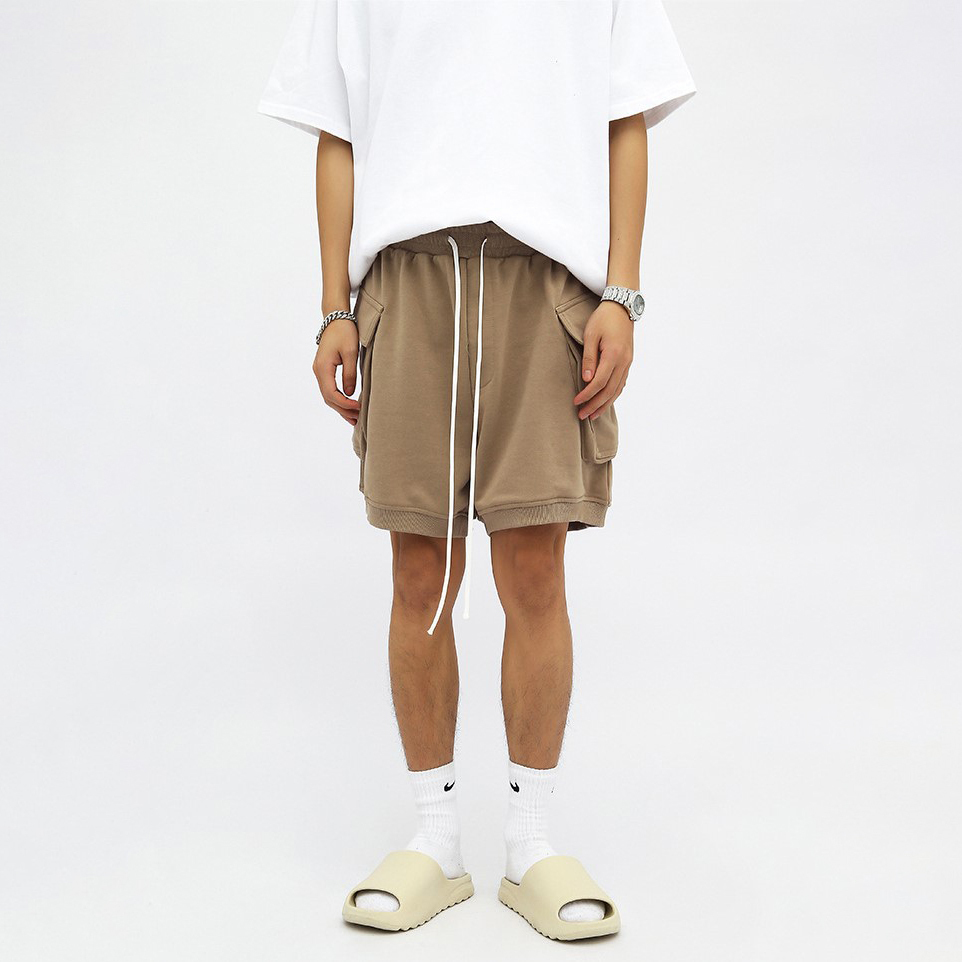 Summer new hip-hop shorts extended drawstring large pocket shorts for men