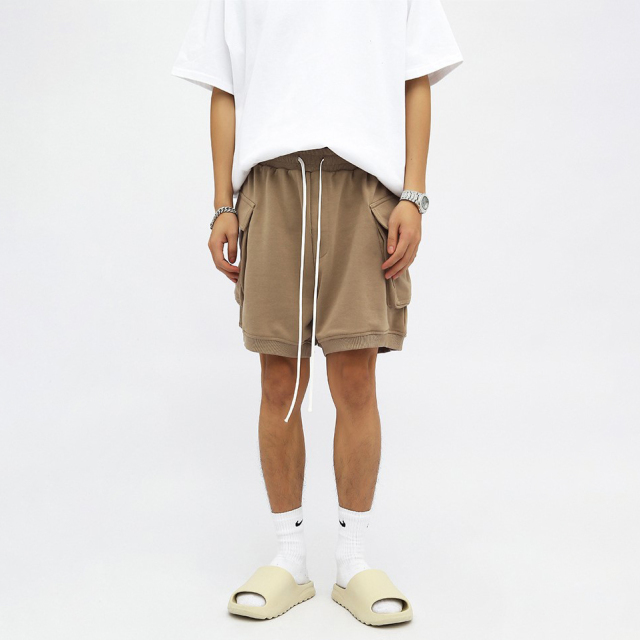 Summer new hip-hop shorts extended drawstring large pocket shorts for men