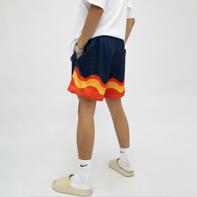 Summer new hip-hop flame print casual men's basketball pants