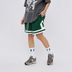 Summer heavyweight 400g mesh embroidered street loose shorts for men