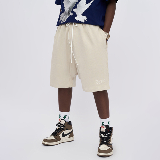 Summer heavyweight 400g new embroidered shorts loose street shorts for men