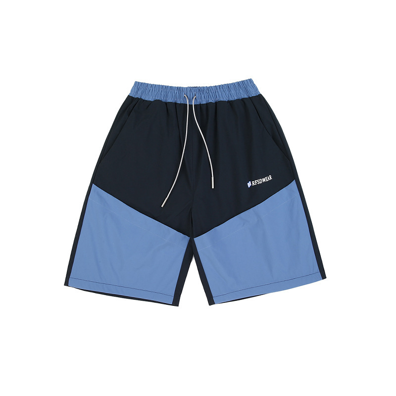 New spring and summer contrasting color loose sports casual straight shorts men's short pants