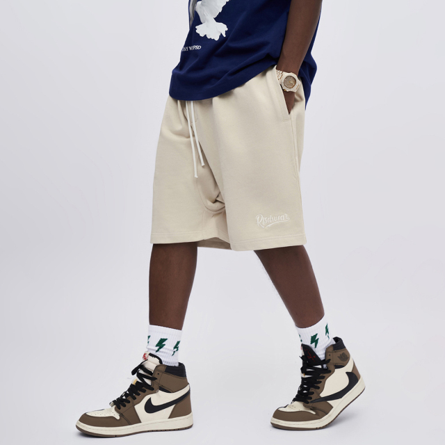 Summer heavyweight 400g new embroidered shorts loose street shorts for men