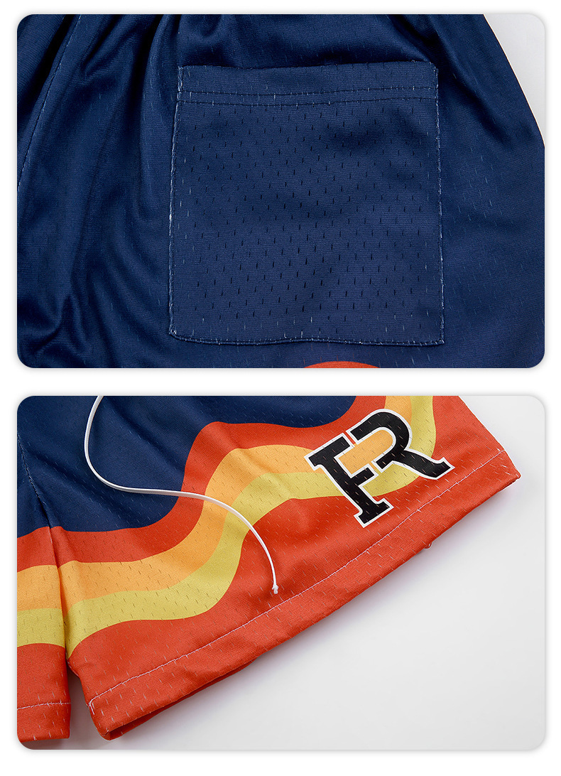 Summer new hip-hop flame print casual men's basketball pants