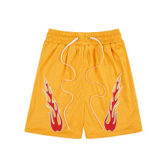 Summer new hip-hop embroidered flame casual shorts for men
