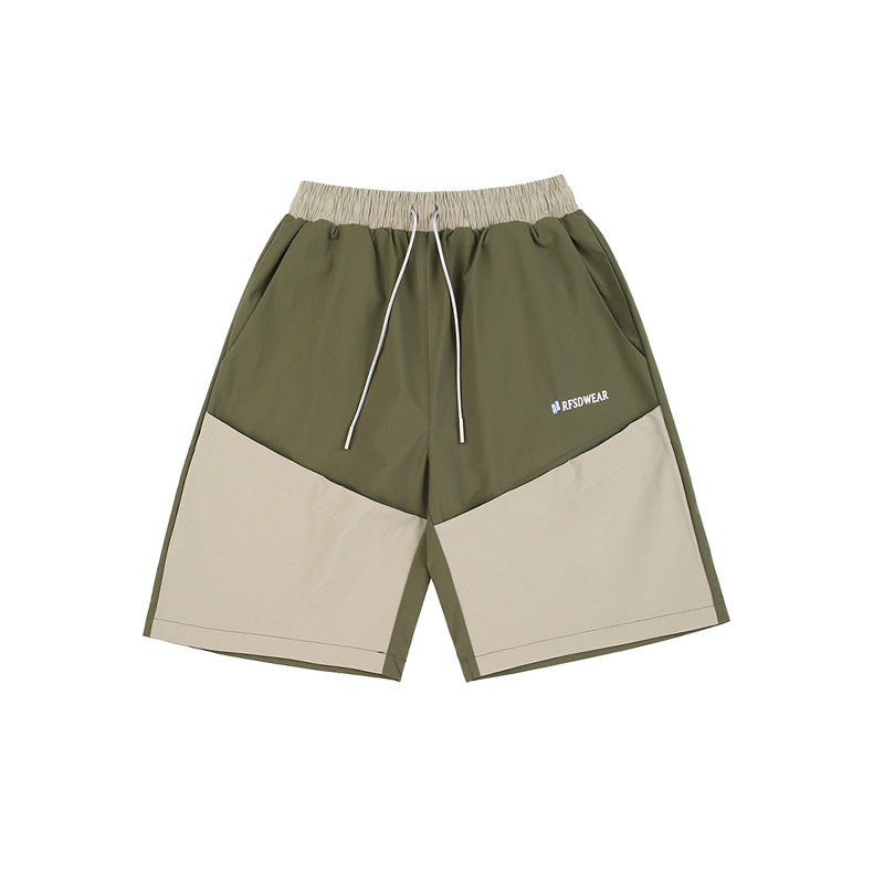 New spring and summer contrasting color loose sports casual straight shorts men's short pants