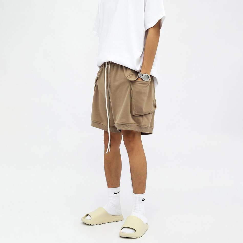 Summer new hip-hop shorts extended drawstring large pocket shorts for men