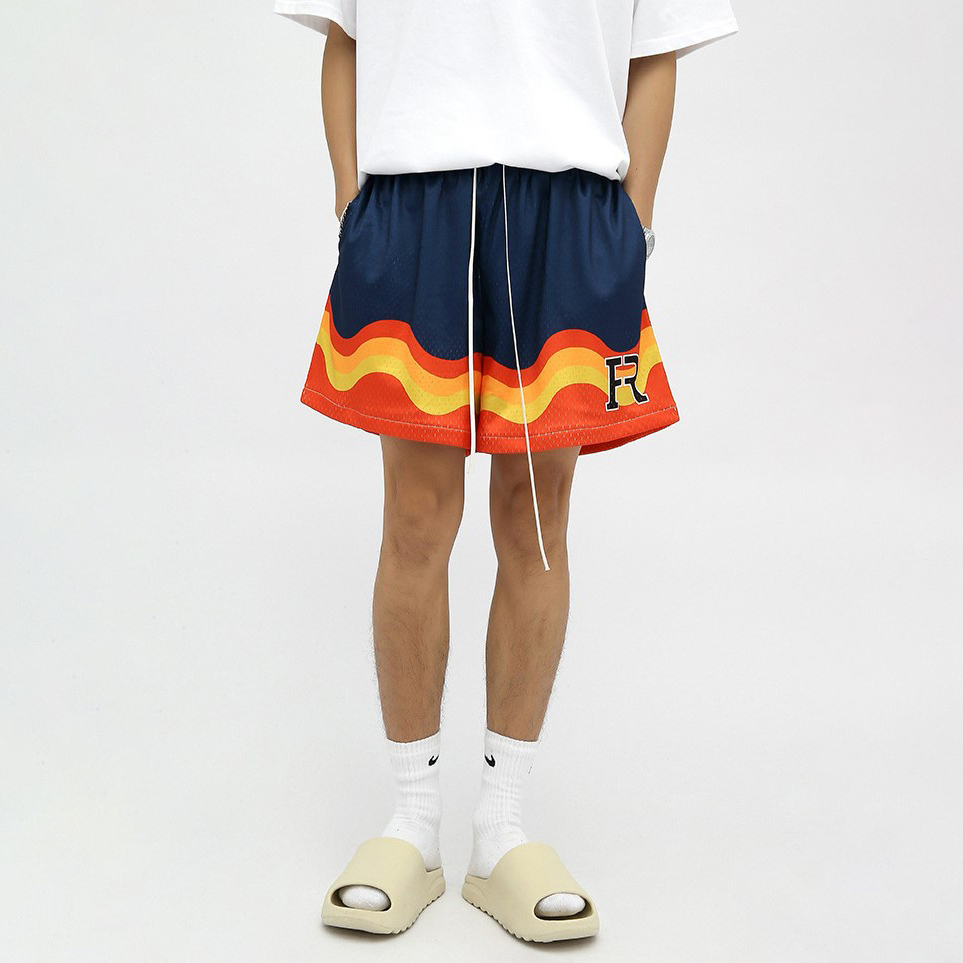 Summer new hip-hop flame print casual men's basketball pants