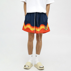 Summer new hip-hop flame print casual men's basketball pants