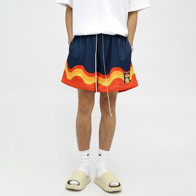 Summer new hip-hop flame print casual men's basketball pants