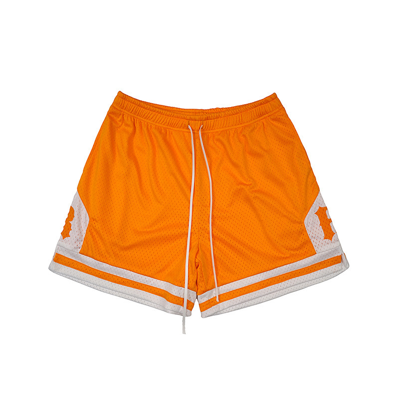 Summer heavyweight 400g mesh embroidered street loose shorts for men
