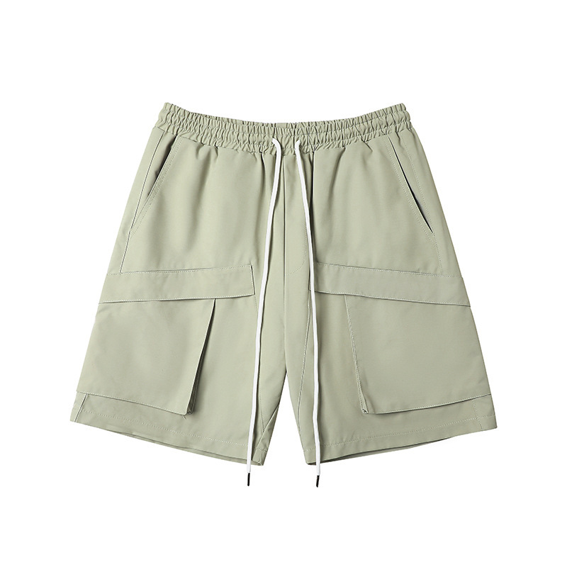 Summer new thin pocket solid color cargo shorts loose quarter pants for men