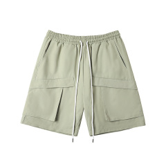 Summer new thin pocket solid color cargo shorts loose quarter pants for men