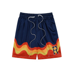 Summer new hip-hop flame print casual men's basketball pants