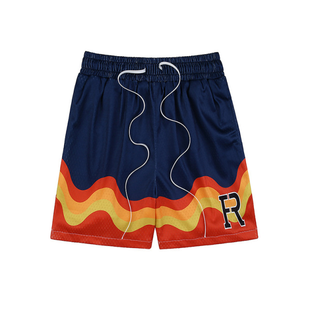 Summer new hip-hop flame print casual men's basketball pants