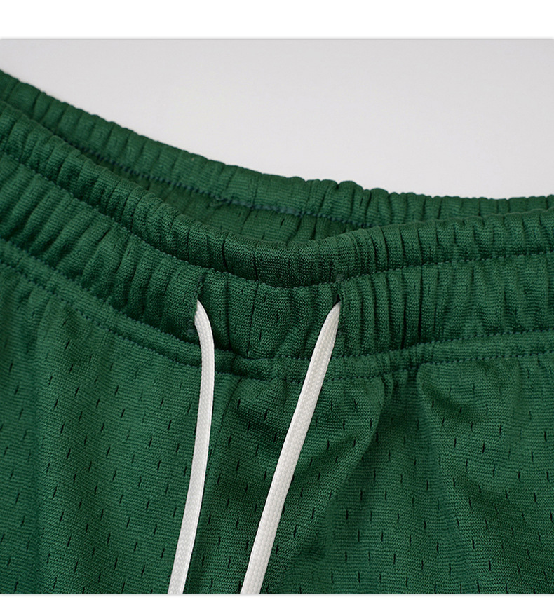 Summer heavyweight 400g mesh embroidered street loose shorts for men