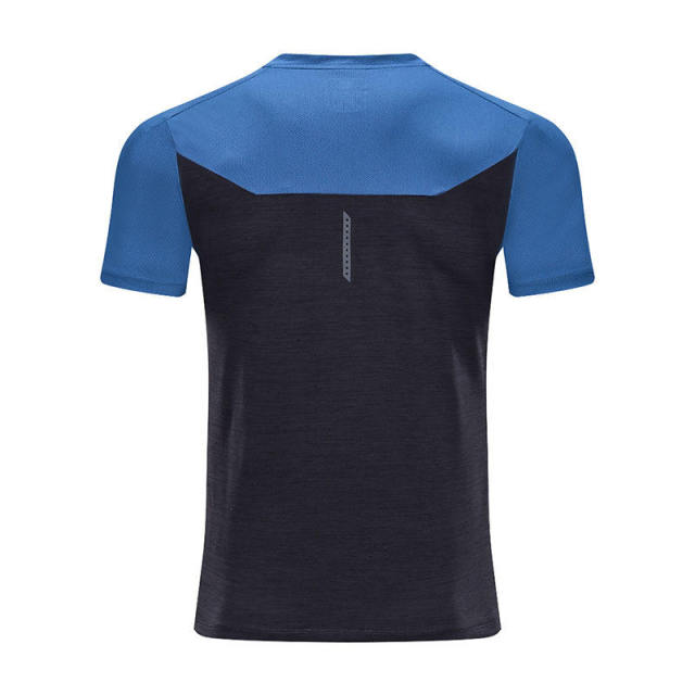 Men'S Summer Short Sleeve Fast Dry Breathable Casual Gym T Shirt Color Contrast Reflective Stripe Fitness T-Shirts