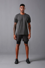 Men'S Summer Short Sleeve Fast Dry Breathable Casual Gym T Shirt Color Contrast Reflective Stripe Fitness T-Shirts