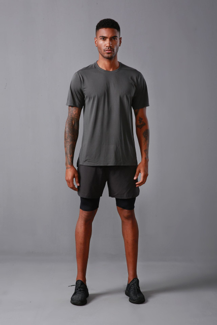 Men'S Summer Short Sleeve Fast Dry Breathable Casual Gym T Shirt Color Contrast Reflective Stripe Fitness T-Shirts