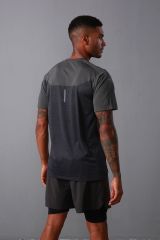 Men'S Summer Short Sleeve Fast Dry Breathable Casual Gym T Shirt Color Contrast Reflective Stripe Fitness T-Shirts