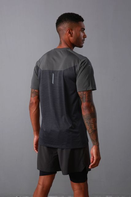 Men'S Summer Short Sleeve Fast Dry Breathable Casual Gym T Shirt Color Contrast Reflective Stripe Fitness T-Shirts