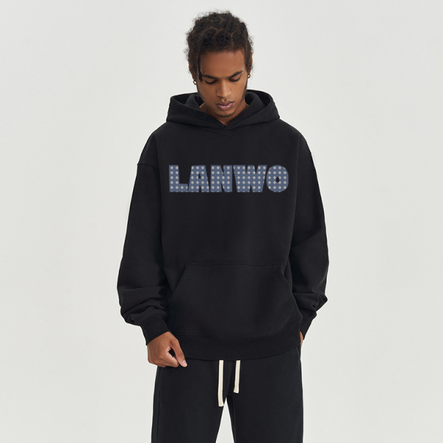 Custom High Quality Winter Streetwear Sweatshirts With Embroidered Rhinestones Hoodie Printing Sweatshirts Men'S Spider Hoodie