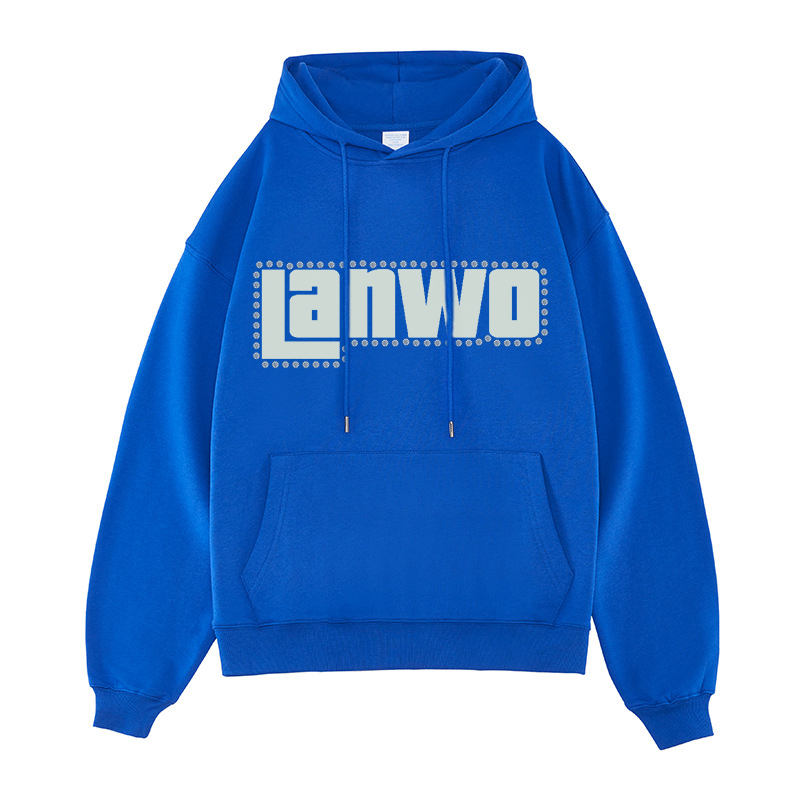 With Rhinestone Plain Raw Hem No Strings Hoodies Men Sweatshirt Pullover Hip Hop Tops Custom Puff Printing Unisex Cropped Hoodie