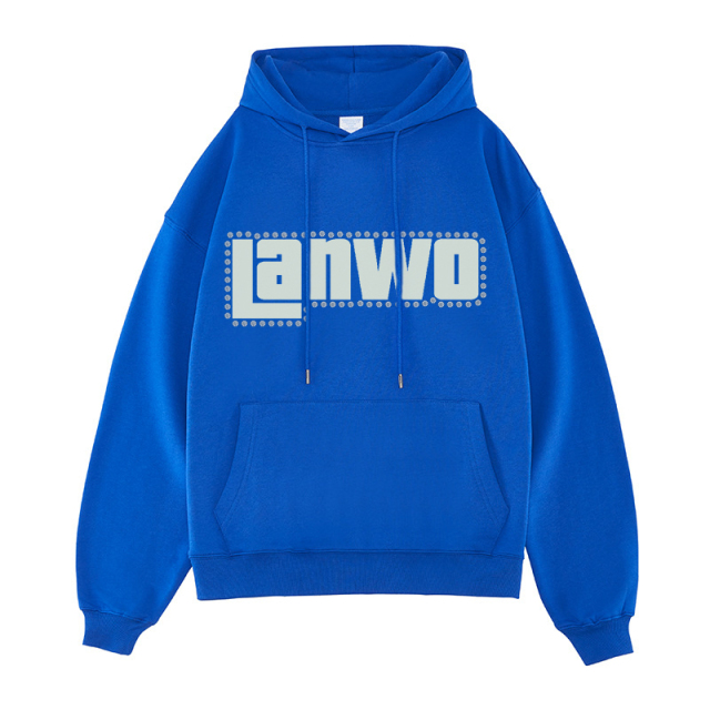 With Rhinestone Plain Raw Hem No Strings Hoodies Men Sweatshirt Pullover Hip Hop Tops Custom Puff Printing Unisex Cropped Hoodie