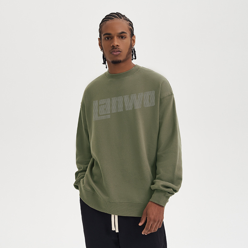 Unisex Streetwear Oversized T-shirt Screen Print Men 100% Cotton Rhinestone Graphic T Shirts