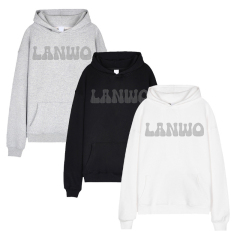 Custom Men Graffiti Streetwear Logo Bling Sparkle Gradient Multicolor Rope Gradient Effect Rhinestone Hoodie