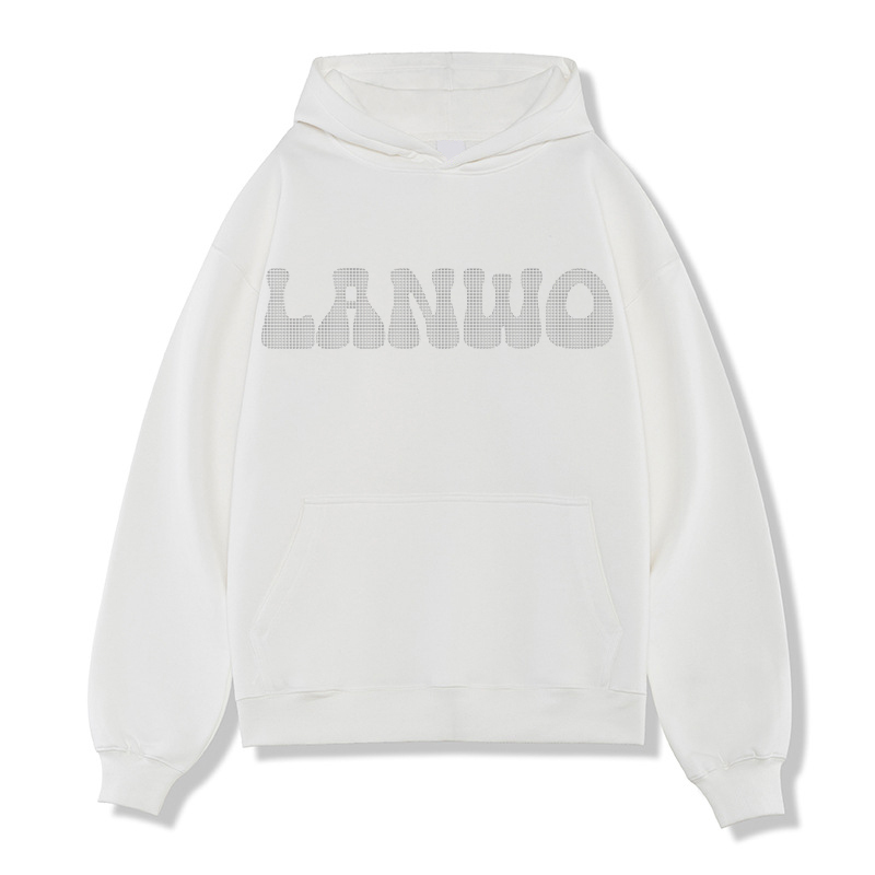 Custom Men Graffiti Streetwear Logo Bling Sparkle Gradient Multicolor Rope Gradient Effect Rhinestone Hoodie