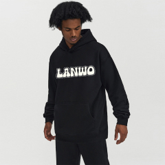 With Rhinestone Custom Fashion Hoodie Set Applique Embroidered Pullover Drawstring Jogging Set Distressed Hoodie For Men