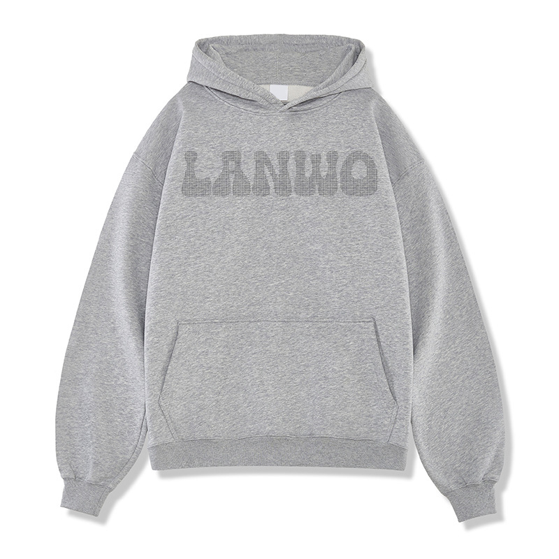 Custom Men Graffiti Streetwear Logo Bling Sparkle Gradient Multicolor Rope Gradient Effect Rhinestone Hoodie