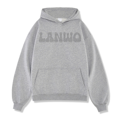 Custom Men Graffiti Streetwear Logo Bling Sparkle Gradient Multicolor Rope Gradient Effect Rhinestone Hoodie