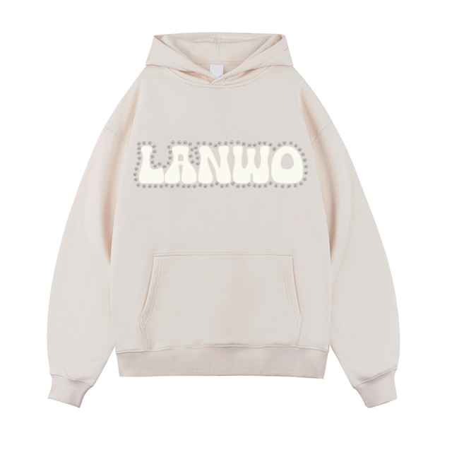 With Rhinestone Custom Fashion Hoodie Set Applique Embroidered Pullover Drawstring Jogging Set Distressed Hoodie For Men