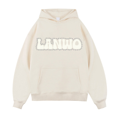 With Rhinestone Custom Fashion Hoodie Set Applique Embroidered Pullover Drawstring Jogging Set Distressed Hoodie For Men