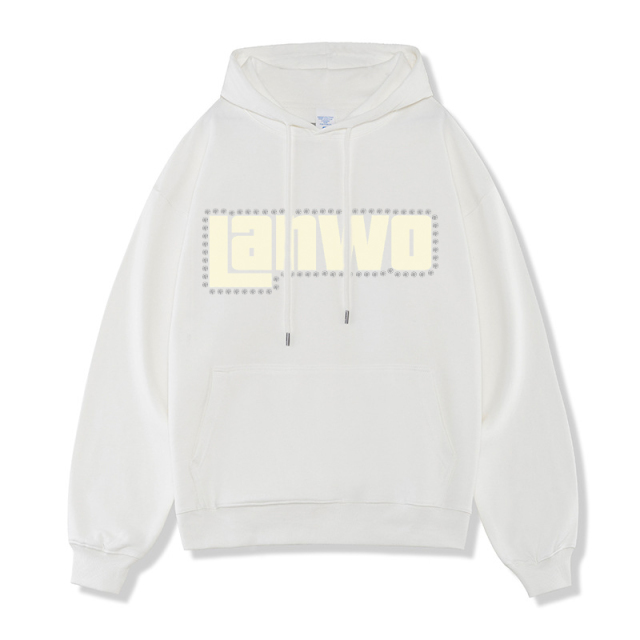 With Rhinestone Plain Raw Hem No Strings Hoodies Men Sweatshirt Pullover Hip Hop Tops Custom Puff Printing Unisex Cropped Hoodie