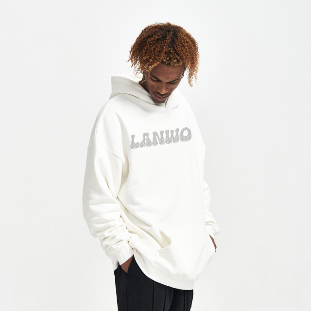 Custom Men Graffiti Streetwear Logo Bling Sparkle Gradient Multicolor Rope Gradient Effect Rhinestone Hoodie