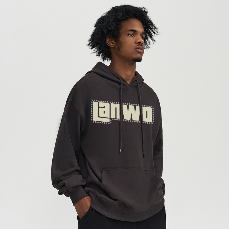 With Rhinestone Plain Raw Hem No Strings Hoodies Men Sweatshirt Pullover Hip Hop Tops Custom Puff Printing Unisex Cropped Hoodie