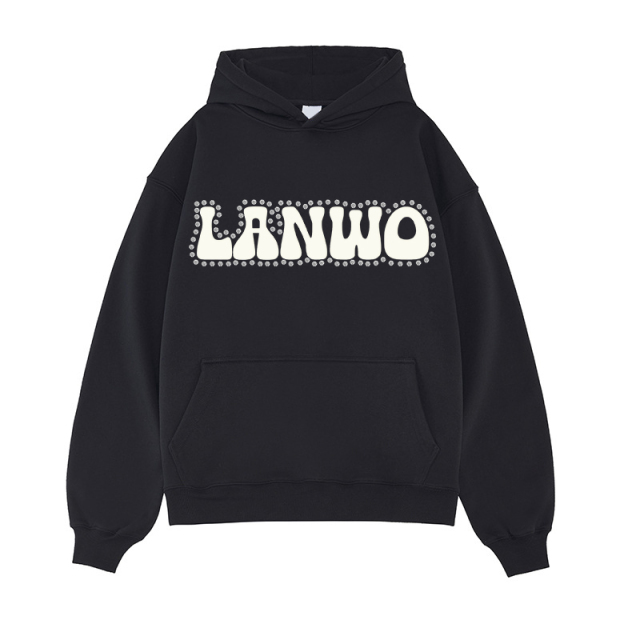 With Rhinestone Custom Fashion Hoodie Set Applique Embroidered Pullover Drawstring Jogging Set Distressed Hoodie For Men